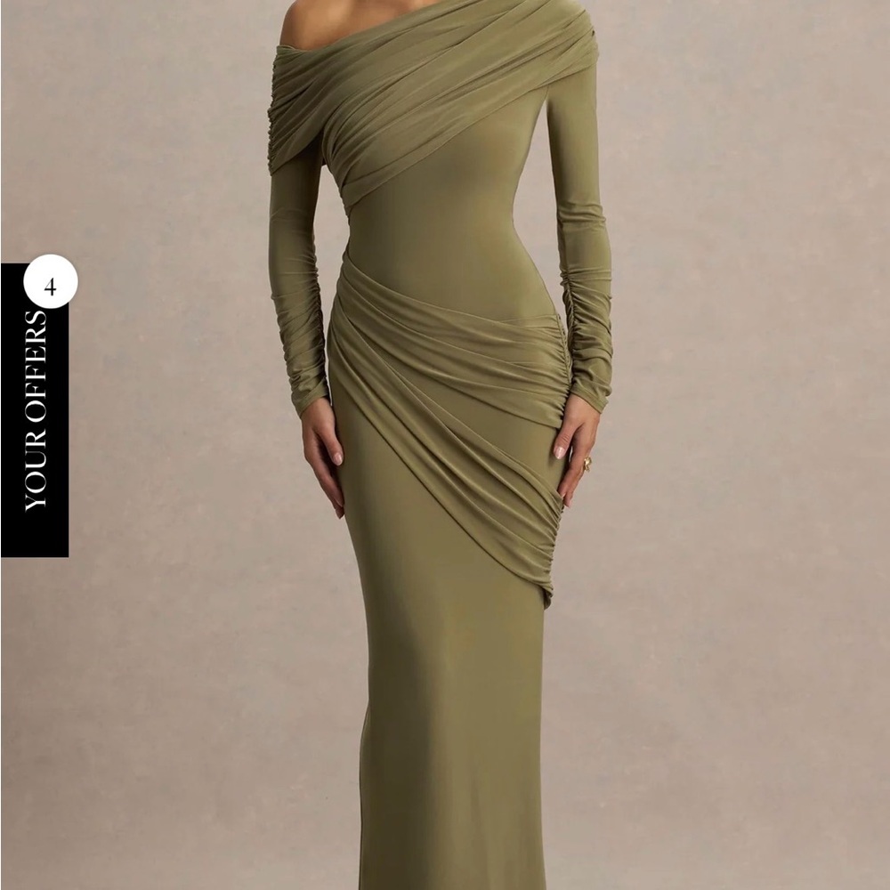 Club L London One Shoulder Olive Dress